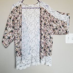 Throw over floral lace kimono